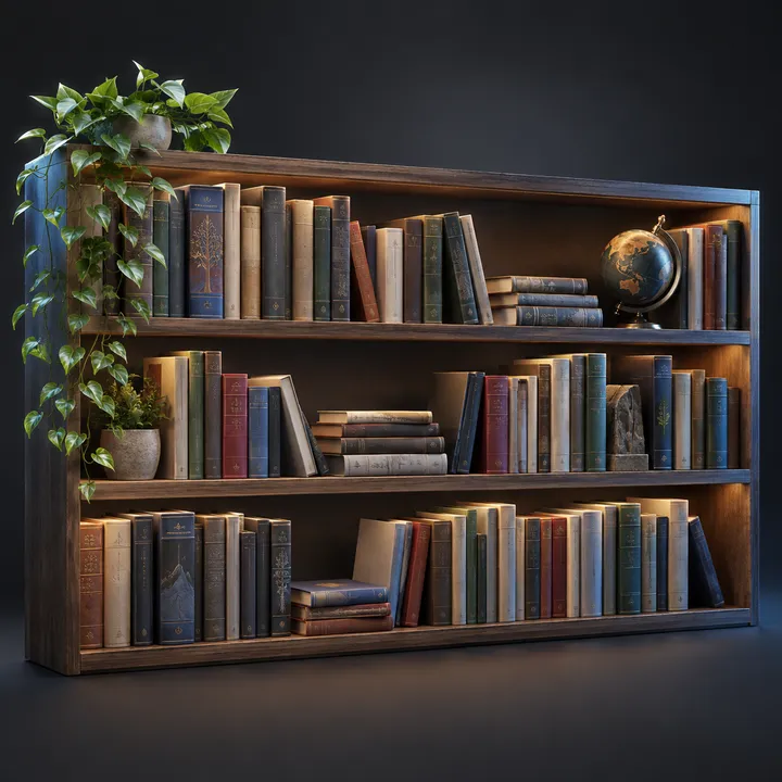 Book Row — AI concept illustration, not verified Blender output