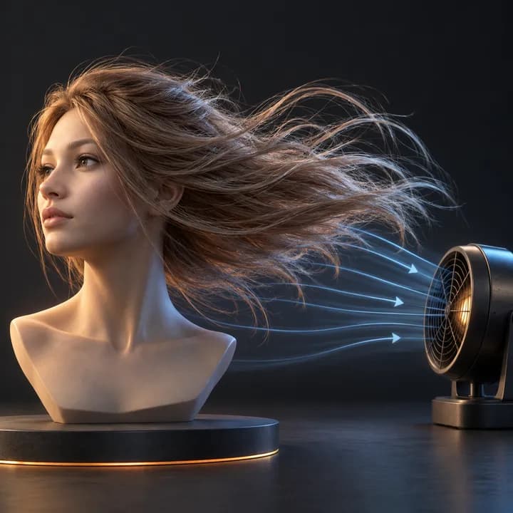 Hair Dynamics — AI concept illustration, not verified Blender output