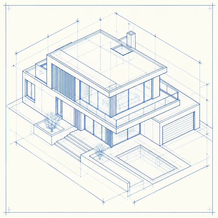 Blueprint Pro - Architect Cobalt — AI concept illustration, not verified Blender output